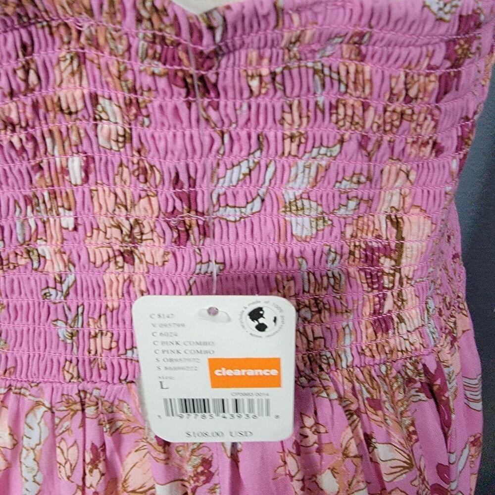 Free People Dress Size L Heat Wave Pink New with Tag Lightweight Flowy Midi Maxi - Picture 13 of 17